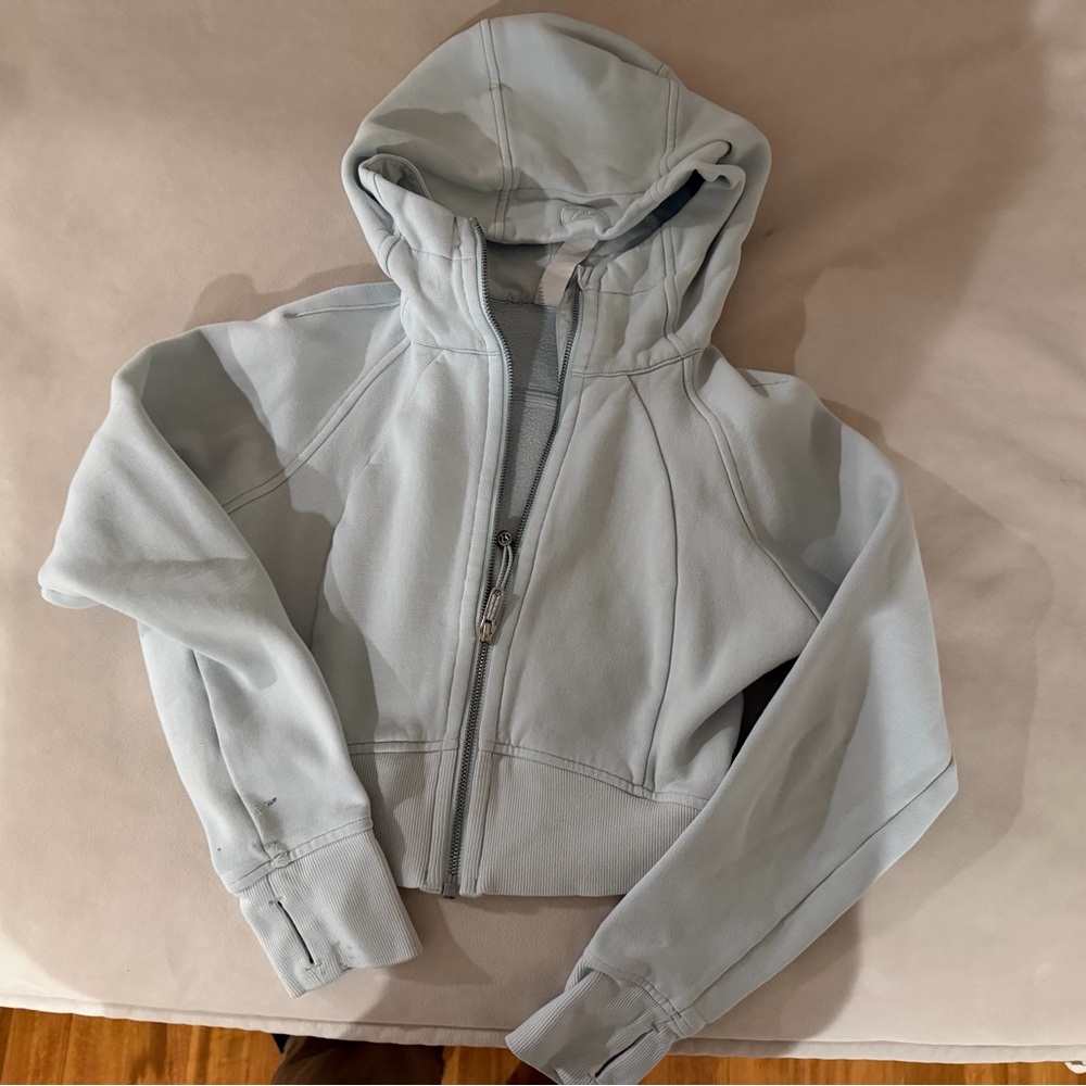 Lulu Lemon Ice blue Zip up scuba Hoodie